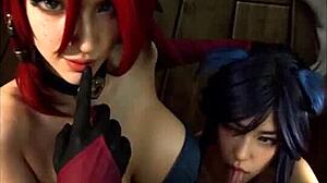 Pemandangan#3 untuk video: Fap to some fully nude animated sexy wenus cosplay of League of Legends’ Ahri and Miss Fortune
