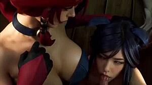 Pemandangan#4 untuk video: Fap to some fully nude animated sexy wenus cosplay of League of Legends’ Ahri and Miss Fortune