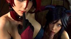 Pemandangan#20 untuk video: Fap to some fully nude animated sexy wenus cosplay of League of Legends’ Ahri and Miss Fortune