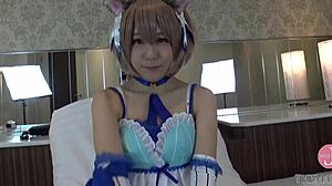 Faliyet alani, sahne#1 Video için: A Japanese cosplayer in a polite look gets a sexual need in a cute cow girl mode